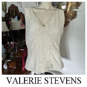 Cream Lace & Sequin Sleeveless Top